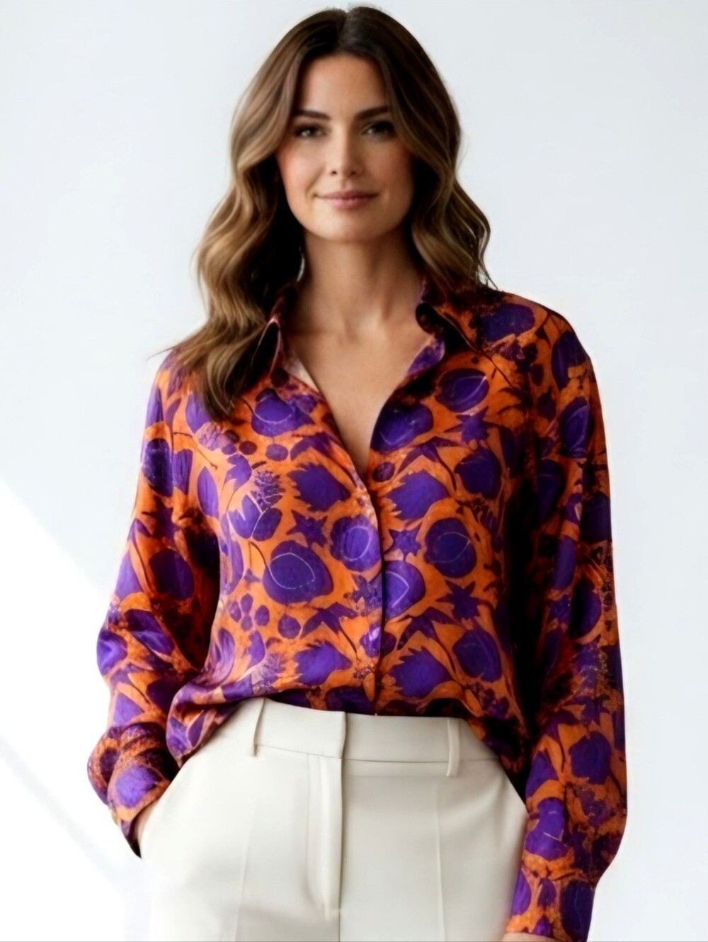 La Double J Floral Print Silk Shirt Blouse EUC